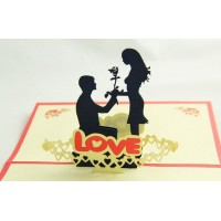 Handmade 3D Pop Up Card Marriage Proposal Vintage Love Heart Rose Valentines Day Wedding Anniversary Birthday Gift Girlfriend Partner Wife